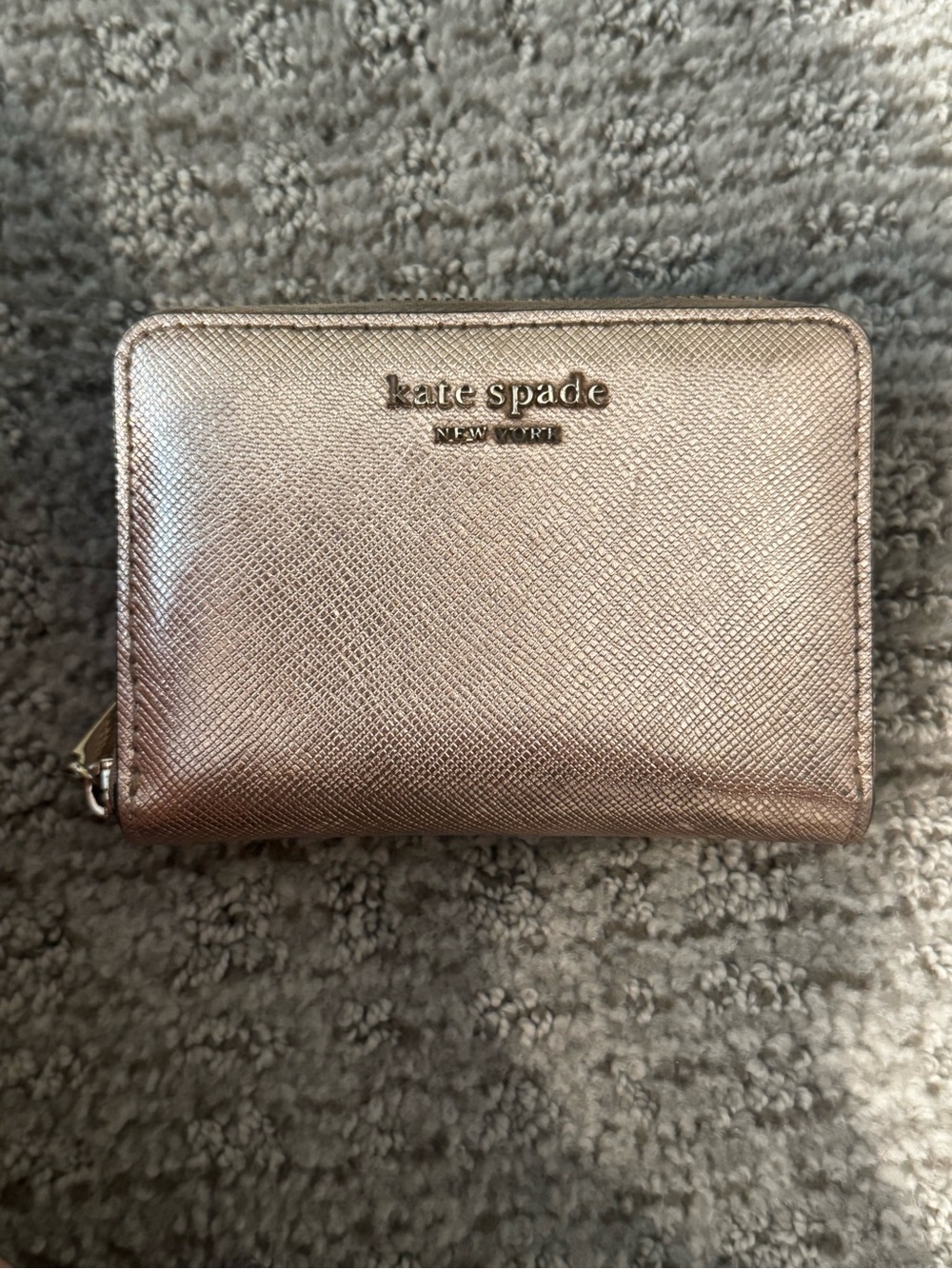 kate spade Metallic Rose Compact Zip wallet